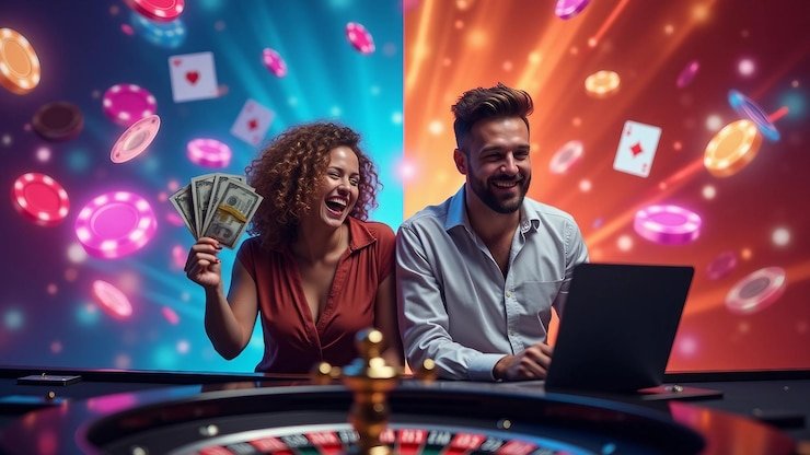 Antarmuka permainan Casino Hold'em mobile Meja Casino Hold'em dengan kartu dan opsi taruhan di layar seluler